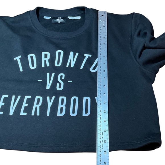 PEACE COLLECTIVE Cotton Blend Black Graphic Print Long Sleeve Cropped Sweatshirt - Picture 7 of 9